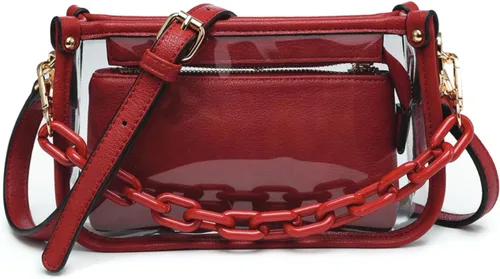 Vista 11 de Jessica - Bolso vegano transparente para mujer, aprobado por estadios, bolsos cruzados para conciertos, eventos deportivos