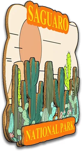 Vista 2 de Saguaro National Park Arizona USA - Imanes para refrigerador, productos de madera 3D, resistentes a la fricción, recuerdos de viaje, decoración