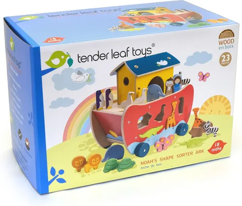 Vista 5 de Tender Leaf Toys - Juguete clasificador de formas de animales del Arca de Noé de madera - Fomenta el juego imaginativo, mejora las habilidades