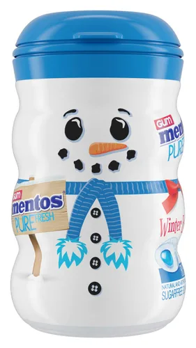 Vista 5 de Mentos Goma de mascar sin azúcar, sabor a menta fresca, botella de muñeco de nieve de edición de invierno, relleno de calcetines navideños, Secret
