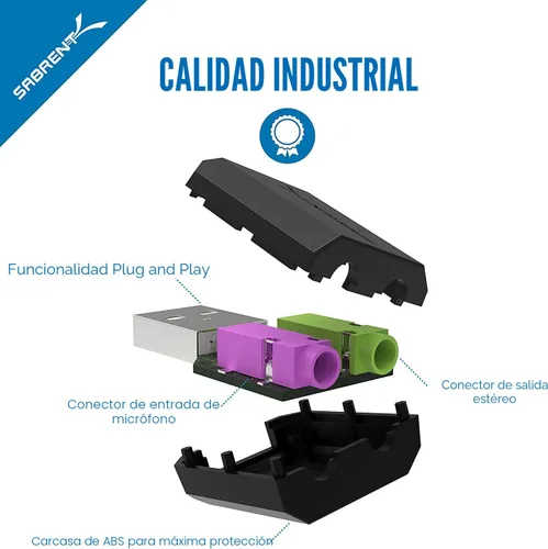 Vista 7 de SABRENT Adaptador de sonido estéreo externo de Sabrent USB para Windows y Mac. Enchufe y juega no se necesitan controladores. (AU-MMSA) USB audio