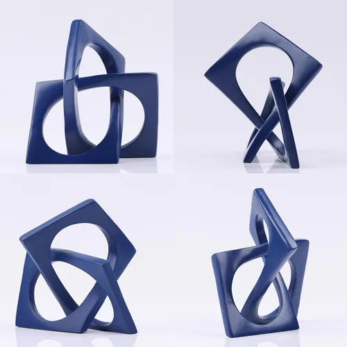 Vista 6 de DOVDOV Decoración geométrica de nudo azul, esculturas geométricas, decoraciones modernas para el hogar para decoración del hogar, mesas de comedor