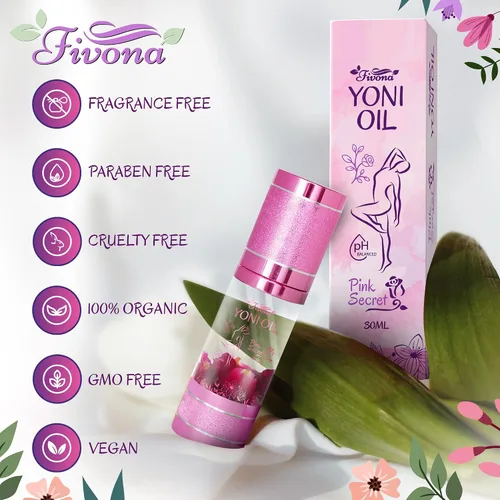Vista 8 de Fivona Yoni Oil Natural pH equilibrado para el cuidado femenino calmante - Mezcla de aceites esenciales - Mezcla de aceites hidratantes para control