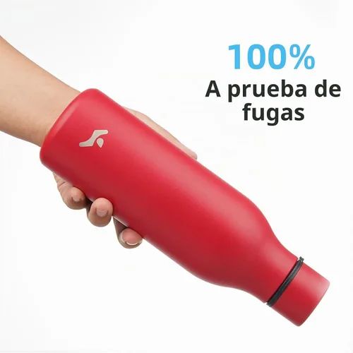 Vista 5 de Konokyo Botella de agua de metal de acero inoxidable aislada de 18 onzas Rojo
