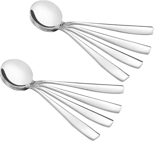 Vista 7 de Cucharas de sopa de 16 piezas, cucharas redondas de acero inoxidable para caldo
