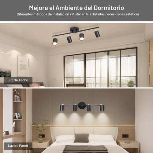 Vista 9 de Ketom Luminarias de Riel de Techo de 4 Luces, Foco LED de Techo Negro GU10, Kit de Luz de Riel Moderno para Cocina Pasillo Sala de Estar