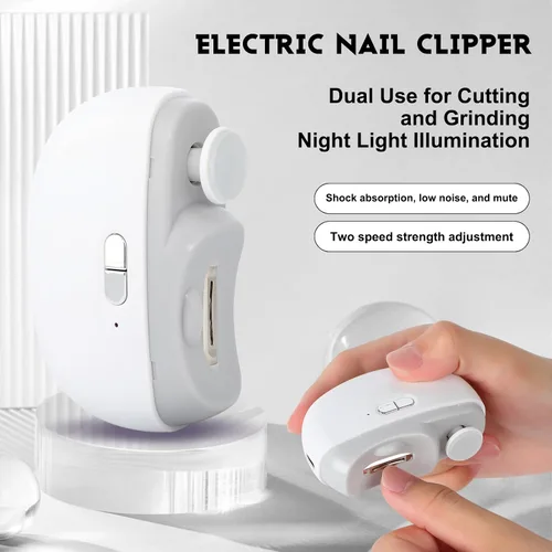 Vista 2 de Cortaúñas eléctrico para personas mayores, 3 en 1, cortaúñas automático eléctrico con luz LED y almacenamiento de clips, recortadora de uñas