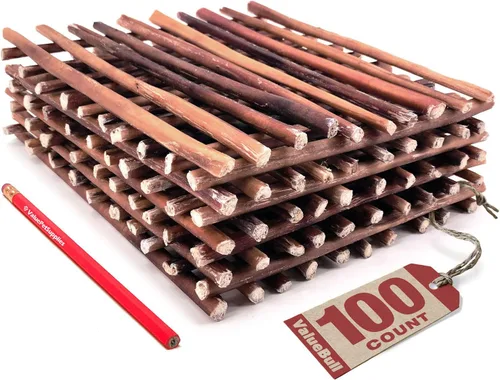 Vista 15 de ValueBull Bully Sticks para perros, medianos de 12 pulgadas, 100 unidades, totalmente naturales, alimentados con pasto, de un solo ingrediente