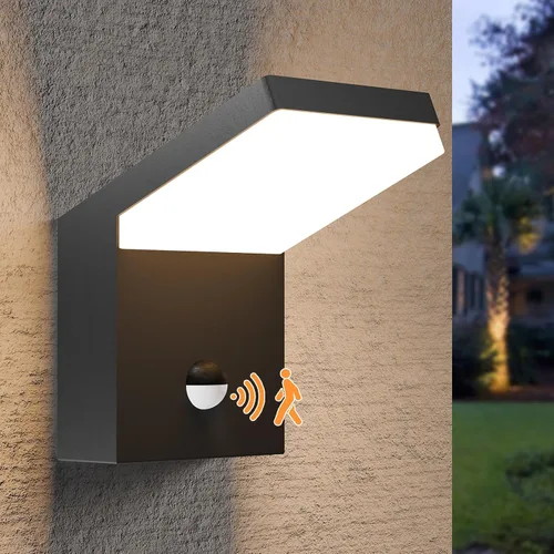 Vista 11 de Lámpara de pared para exteriores, sensor de movimiento, lámpara LED de montaje en pared, moderna lámpara de iluminación exterior de aluminio