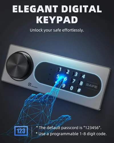 Vista 2 de DAYI Caja fuerte, caja fuerte de 4.0 pies cúbicos para el hogar con teclado digital, alarma dual y bolsa ignífuga, caja fuerte de seguridad