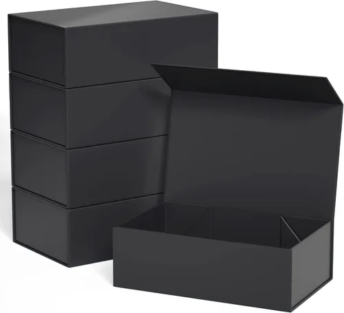 Vista 9 de Caja de regalo negra de 10" x 6" x 3" con tapa de cierre magnético, caja de regalo para regalos, cajas de regalo de dama de honor, caja bonita, caja