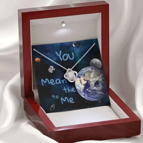 Vista 5 de Joyería con tarjeta de mensajes, regalos para mujer, collar hecho a mano, collar You Mean the World to Me para novia, joyería espacial para esposa