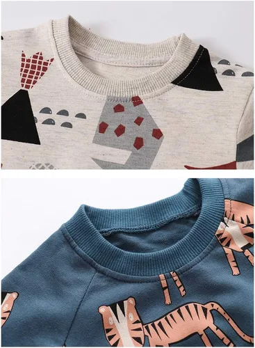 Vista 3 de Sudadera de cuello redondo para niños pequeños varones, suéter de algodón de manga larga con estampado de dibujos animados
