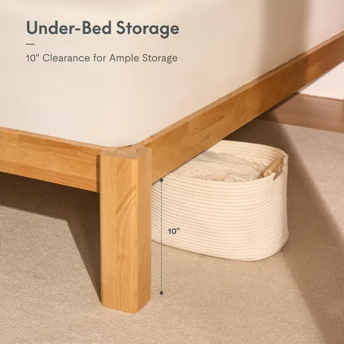 Vista 7 de FLEXISPOT Hako - Marco de cama de carpintería japonesa G2, cama de plataforma Queen de madera de caucho maciza, certificado IAS y SGS