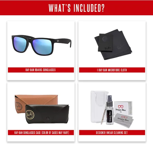 Vista 5 de Ray-Ban Justin RB4165F Square Asian Fit Low Bridge Sunglasses for Men +BUNDLE with ACCESSORY EYEWEAR KIT