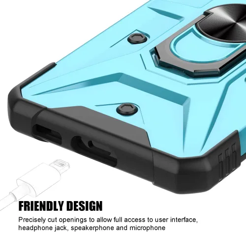 Vista 5 de Funda para Samsung Galaxy S23 Plus, a prueba de golpes, con soporte de anillo giratorio integrado + protector de pantalla de vidrio templado