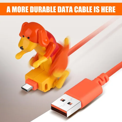 Vista 3 de Funny Dog - Cable de carga USB de 4 pies para Android (cable Android, naranja)