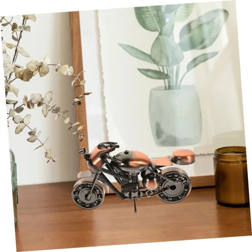 Vista 6 de Motocicleta de metal retro, estilo vintage, de hierro forjado, modelo de motocicleta, artesanía, escultura de arte de hierro coleccionable