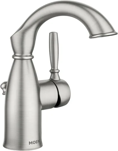 Vista 8 de Moen Sarona Bronce Mediterráneo de un solo mango y un solo agujero grifo de lavabo de baño rústico de estilo granja con placa de cubierta opcional