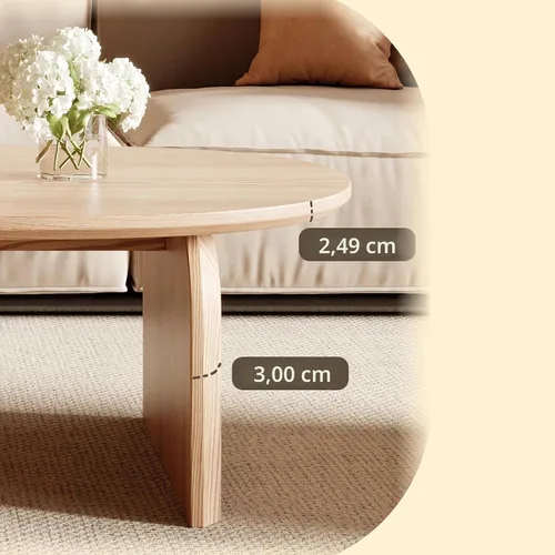 Vista 7 de Honyee - Mesa de centro moderna ovalada, pequeñas mesas de centro para la sala de estar - Parte superior de madera de roble con patas sólidas, mesa