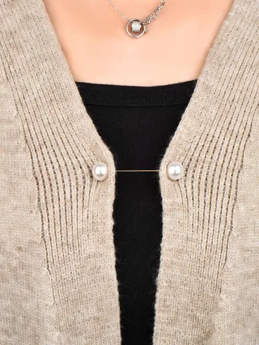 Vista 3 de Broche de perlas para mujer, 4 piezas, broche de perlas para mujer, broche de doble perla sintética, broches vintage para ropa, accesorios