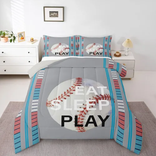 Vista 14 de Feelyou Juego de edredón de baloncesto para niñas y niños, juego de ropa de cama con juegos de pelota, decoración de habitación, regalo para amantes