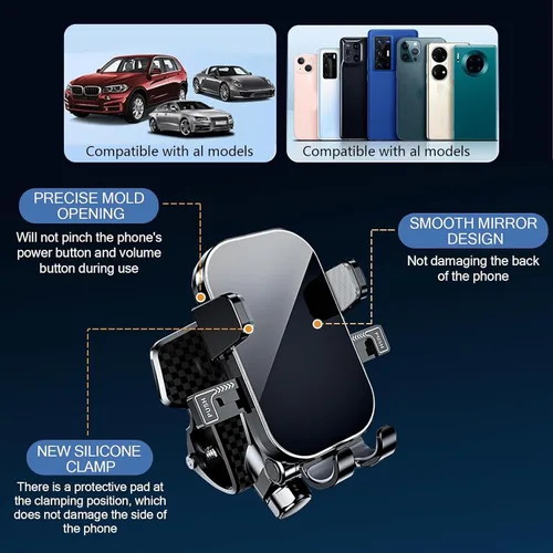 Vista 2 de Shakas Soporte central para teléfono celular para salpicadero, soporte para teléfono de automóvil, soporte de navegación con diseño de recogida