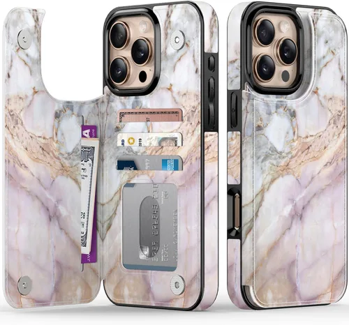 Vista 299 de LETO para iPhone 15 Pro Funda tipo cartera - Tapa tipo folio con patada - Diseños de moda - Tarjetero - Funda protectora para mujeres y niñas - 6.1