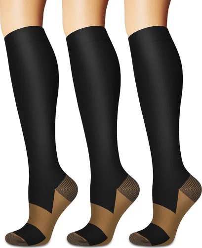 Vista 17 de Calcetines de compresión para mujeres y hombres circulación (3 pares) son el mejor apoyo para correr, atletismo, ciclismo, senderismo