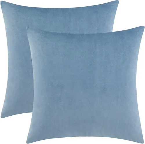 Vista 12 de Juego de 2 fundas de almohada de terciopelo para sofá y cama, 18 x 18 pulgadas, color aguamarina