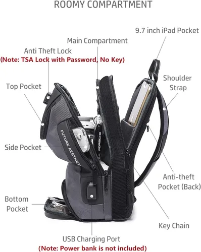 Vista 3 de iubest Men's Sling Bag Shoulder Bag Crossbody Shoulder Casual Daypack Rucksack Backpack