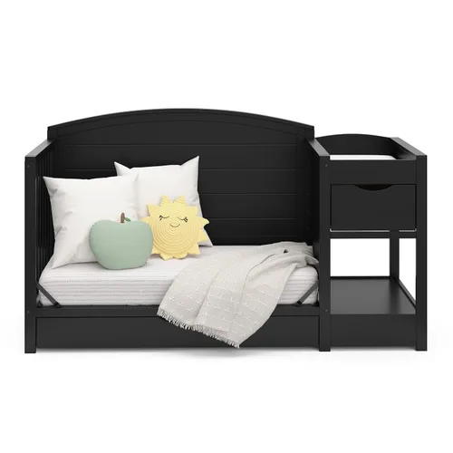 Vista 11 de Graco Bellwood - Cuna convertible 5 en 1 y cambiador con cajón (negro) - Certificado GREENGUARD Gold, cajón de almacenamiento de tamaño completo, se