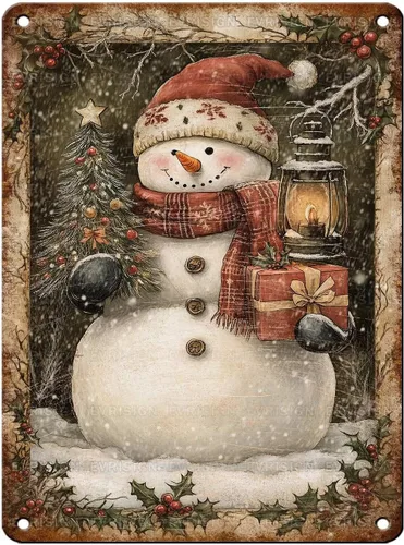 Vista 15 de Letrero de metal con texto en inglés "Just a Girl Who Loves Christmas", póster de hojalata para árbol de Navidad, decoración conmovedora de pared