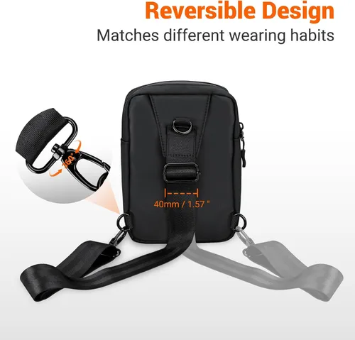Vista 7 de Bolsa cruzada de viaje para iPhone 18 17 16 Pro Max iPad mini 6 Bolso bandolera negro