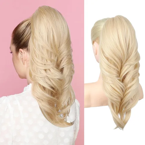 Vista 23 de SEIKEA Extensión versátil de cola de caballo con cordón, 18 pulgadas de largo, ondulado, con clip de varias capas, extensiones de cabello de cola
