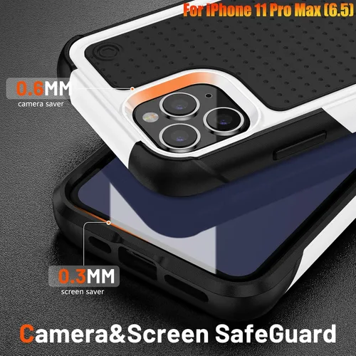 Vista 4 de Funda resistente para Apple iPhone 11 Pro Max de 6.5 pulgadas, 4 esquinas con bolsas de aire [protección contra caídas de 12 pies], agarre