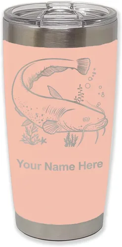 Vista 31 de LaserGram Vaso aislado al vacío de 20 onzas, bagre, grabado personalizado incluido (negro)