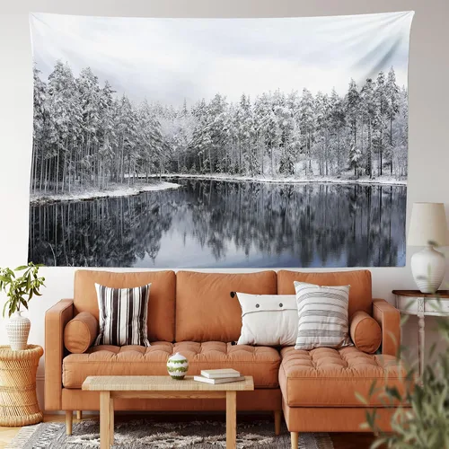 Vista 75 de Ambesonne Tapiz verde, fases lunares alrededor de un árbol de la vida, impresión de diseño bohemio de astrología nocturna, decoración de tela