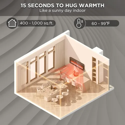 Vista 4 de TURBRO Chimenea eléctrica infrarroja inteligente WiFi de 50 pulgadas con sonido crepitante y llama realista, calentador de cuarzo de 1500 W