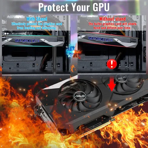 Vista 4 de Soporte Alto para GPU - Soporte Ajustable Resistente Anti-Hundimiento para GPU y Base de Soporte para Tarjeta Gráfica, Altura 4.53"-8.27