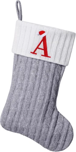Vista 40 de Medias de Navidad personalizadas de 19 pulgadas con iniciales bordadas, medias de Navidad de punto negro para decoraciones de vacaciones familiares
