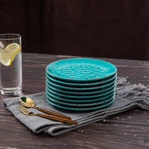 Vista 4 de Plato de Postre de Melamina, Platos Pequeños para Cena de 6 Pulgadas, Juego de 8, Platos Vintage para Aperitivos Platos para Servir, Platos Pequeños