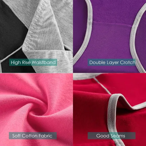 Vista 5 de Annenmy Ropa interior de cintura alta para mujer, ropa interior de algodón para mujer, ropa interior con control de abdomen, sin muffins, bragas