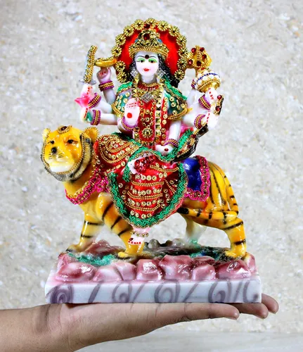Vista 4 de Esplanade Maa Durga MATA Rani Murti - Estatua de ídolo para mandir del hogar, resina, 10 pulgadas, multicolor