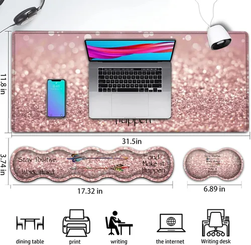 Vista 2 de Alfombrilla de mouse grande para juegos, alfombrilla de escritorio de oficina extendida, impermeable para el hogar, reposamuñecas ergonómicas