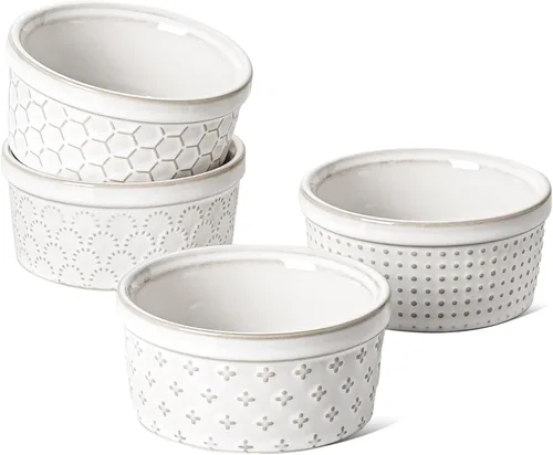Vista 11 de LE TAUCI Ramekins 2 oz Oven Safe for Creme Brulee, Charcuterie Boards Bowls for Souffle, Small Sauce Bowl, Ceramic Baking Dishes - 3 inch, Set of 4