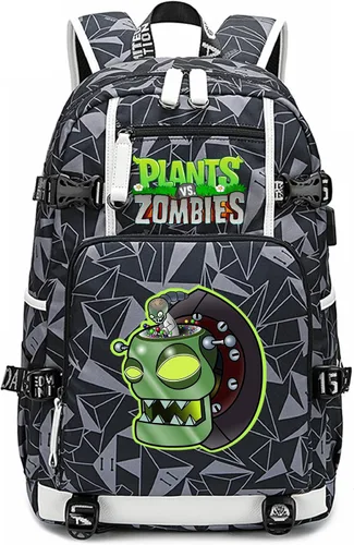 Vista 14 de ISaikoy Game Plants vs. Zombies - Mochila de hombro para libros, mochila escolar, color gris, Gris 15, Mochilas Daypack