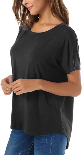 Vista 2 de Herou Camiseta Casual de Verano de Manga Corta Estilo Alto-Bajo Holgada Camisetas Básicas para Mujeres