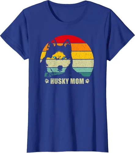 Vista 38 de Husky Mom Retro Dog Lover Mother Siberian Huskies Tee Women T-Shirt Asphalt Grey