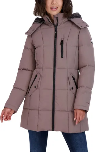 Vista 3 de Nautica Chaqueta acolchada pesada para mujer con capucha forrada de piel sintética